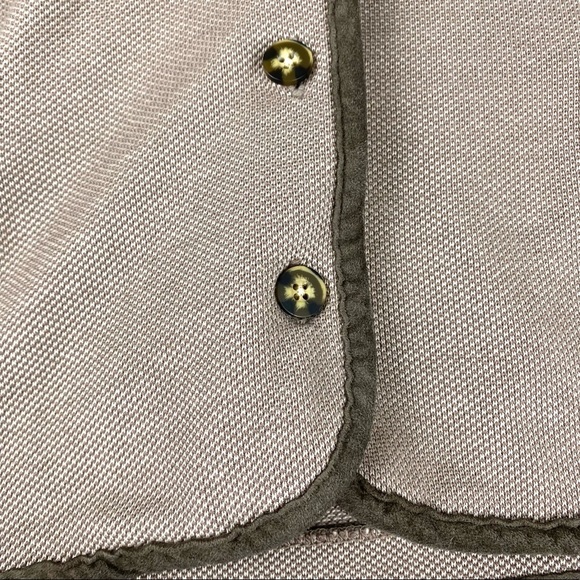 L.L. Bean Taupe Thick Knit Suede Trim Cardigan Jacket EUC - Picture 5 of 10